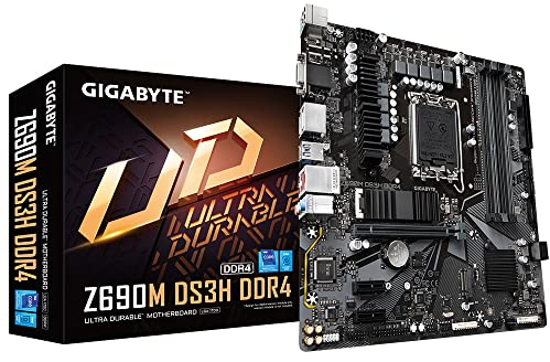 Gigabyte Z690M DS3H DDR4 Micro ATX Motherboard - Supports 12th Gen Intel Core Processors (LGA 1700), 6+2+1 VRM Design, DDR4-5333(OC) Memory, 2.5 GbE LAN, 2x PCIe 4.0 M.2 & USB 3.2 Gen2 Type-C