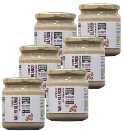 NATURGREEN - Tahini Pasta de Sésamo Tostado Bio, Tahín Puré Ecológico, Elaborado con Semillas de Sésamo, Contiene 300 g, Pack 6 Unidades