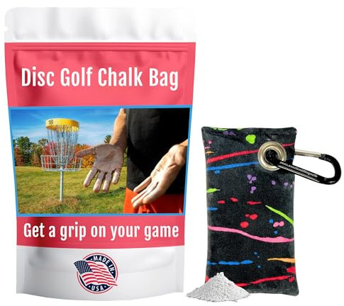 HYZER HOUND DISCS Disc-Golf-Kreide-Tasche, lässt sich mit einem Karabiner an der Tasche befestigen, besser als Kolophonium- und Sägemehlbeutel, verbessern Sie Ihren Griff für Konsistenz,
