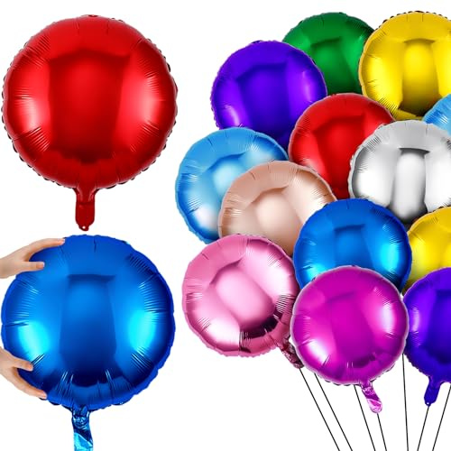 Deekin 100 Pcs Foil Balloons 18 Inch Round Helium Bulk,Mixed Colors