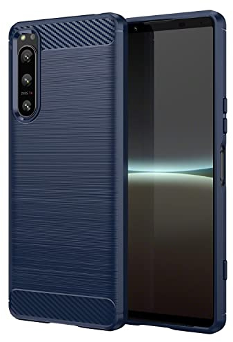 Topme Silikonhülle für Smartphone, Compatible with Sony Xperia 5 IV (6.1 Inches), [handyhülle im Gebürsteten Texturstil] - Blau
