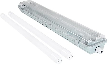 KOLORENO Feuchtraumleuchte LED 60 cm Set mit 2x 9W Röhren 6000K Kaltweiß IP65 – Kellerlampe, Garagenbeleuchtung, Werkstatt Lampe, Deckenleuchte für Feuchtraum und Industrie