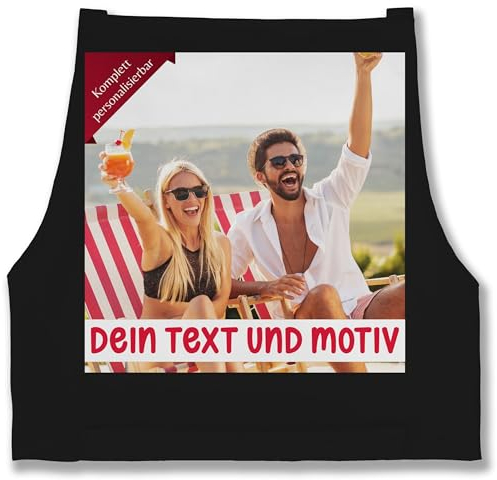 Schürze - Bild Text Erwachsene - Eigenes Foto Geschenk I - 85x69 - Schwarz - kochschürze damen personalisierte geschenke für kochen selbst drucken photo backschürze muttertagsgeschenk