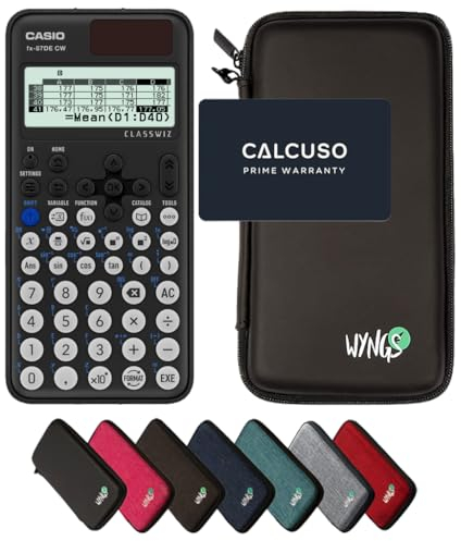 Casio fx-87DE CW ClassWiz inkl. WYNGS Schutztasche Schwarz - Wissenschaftlicher Taschenrechner - Basic Paket