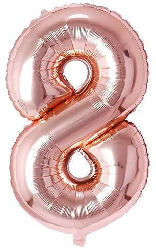 Vthoviwa 40 Zoll/18 Farbens Luftballon Zahlen 8 Rosegolden, Luftballon 8. Geburtstag Foil Ballon, 0123456789,10-19,20-25,30,40,50,60,70,80,90, Folienballon 8 Party Dekoration Helium Unterstützen