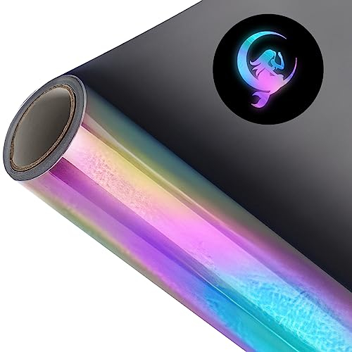 lalago Reflektierend Plotterfolie Textil,30.5cm x 183cm Regenbogen-Plotterfolie,Textil Textilien Bügeltransferfolie Flexfolie Transferfolie zum Aufbügeln für DIY T-Shirt, Stoffe(Regenbogenfarbig)