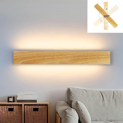 ZMH LED Wandlampe innen Wandleuchte: 52CM Holz Modern Flurlampe Up und Down Design 17W Treppenhauslampe Indirekt 3000K Warmweiß Wandbeleuchtung für Wohnzimmer Schlafzimmer Flur Treppenhaus