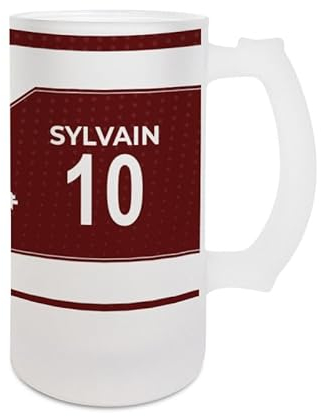 DECOHO - Chope à bière en verre givré 50 cl personnalisée - club de football personnalisable avec prénom et numéro · Cadeau fan de foot · - Poli