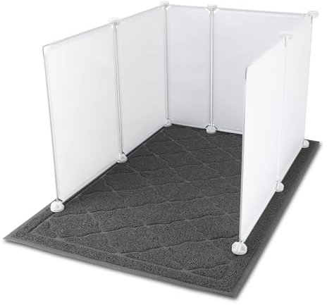 Midollarle Cat Litter Box Pee Shields, 6pcs Cat Litter Box Enclosure Splash Guard with Large Litter Mat for Open Top Litter Pan Easy Clean