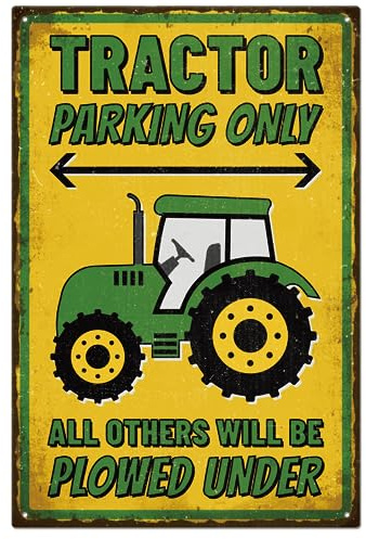 GLOBLELAND Vintage-Metall-Blechschild, Lustig, „Tractor Parking Only“, Retro-Metall-Wanddekoration, Dekoratives Blechschild, Kunsttafel, Poster, 8 x 12 Zoll/20x30 cm, Für Zuhause, Küche, Bar