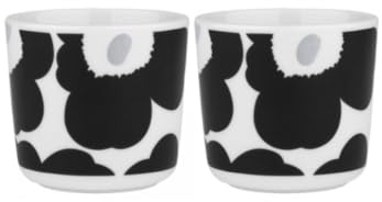 Marimekko Oiva/Unikko Cup 2dl, Without Handle, 2 pcs - White, Coal, Silver