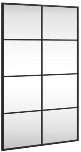 vidaXL Wandspiegel, Hängend Rechteckig Spiegel Badspiegel, Fensterspiegel für Badezimmer Wohnzimmer, Dekospiegel Flurspiegel, Schwarz 50x80 cm Eisen