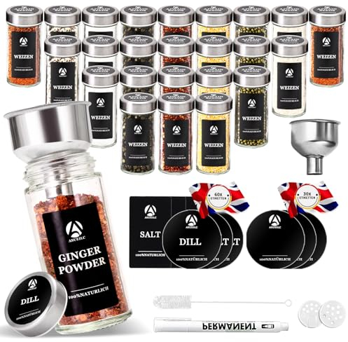 DSUID 12 Glass 360° Rotating Spice Jars, 4oz Square Spice Jars with Label, Spice Containers with Airtight Stainless Steel Turn Caps