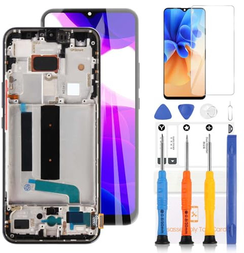 Pantalla LCD TFT para 6,57 pulgadas Xiaomi Mi 10 Lite 5G M2002J9G M2002J9S LCD Pantalla Táctil Asamblea Reemplazo Pantalla de Cristal Digitalizador con Herramientas (Negro con Marco)