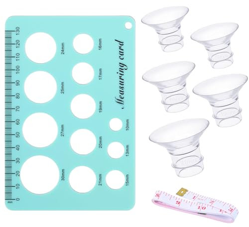 7 PCS Flange Inserts Set with Flange Inserts*5 (13/15/17/19/21mm) Nipple Measurement Card*1 Flange Ruler*1, Wearable Breast Pump Accessories for Momcozy TSRETE Medela Spectra S9 S12 S9Pro S12Pro