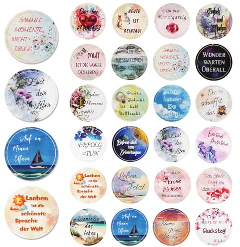 144 Stk Spüche Aufkleber, 4cm | 24 Muster Motivationsaufkleber, Inspirierende Sticker für Erwachsene Kinder, Lustige Rund Sprüchen Aufkleber, für Geschenk Briefumschlag Fotoalbum Scrapbook