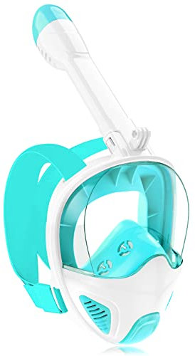 Tauchmaske Schnorchelmaske Erwachsene Jugendliche,180-Grad-Sicht Tauchmasken Anti-Leck Anti-Fog Schnorchelset Vollgesichtsmaske Taucherbrille zum Schnorcheln (Green)