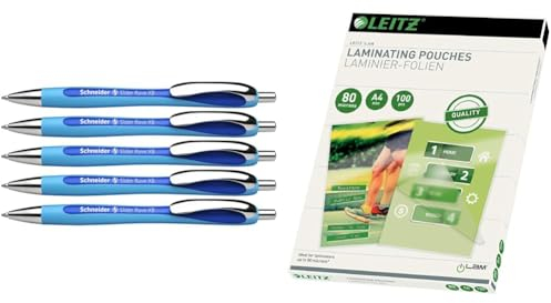 Schneider 132503 Slider Rave XB Kugelschreiber (Strichstärke: XB & Leitz Heißlaminierfolien A4 80 mic