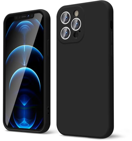 oakxco for iPhone 12 Pro Case Liquid Silicone, Soft Rubber Gel Elegant Aesthetic Basic Simple Cover, Cute Thin Slim TPU Matte Solid Color Plain Smooth Case for Women Men, Black
