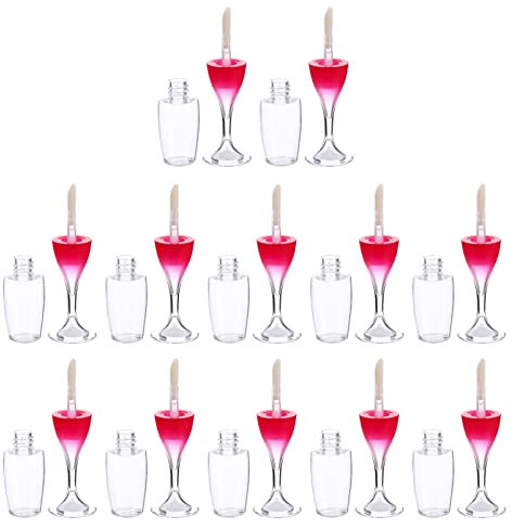 Didiseaon 12pièces Tubes à Gloss Rechargeable Forme Verre De Vin Transparent Léger Portable Pour Cosmétiques
