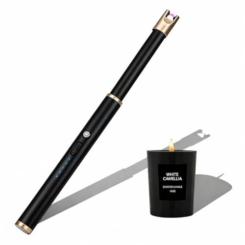 Navpeak Candle Lighter Long Neck Windproof Electric Arc Lighter for Gas Stove Fireplace BBQ Kitchen Grills (Black Champagne Gold)