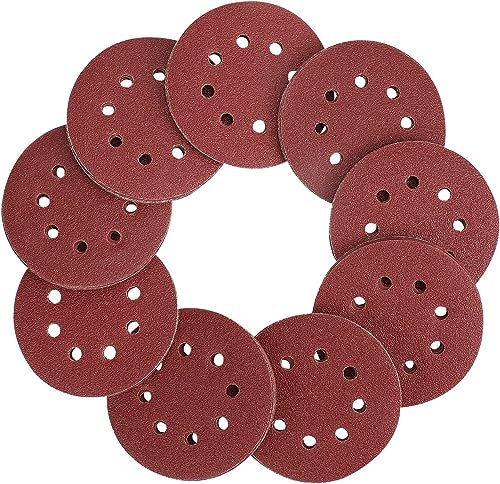 50PCS 125mm Sanding Discs, 5 Inch 8 Hole Hook and Loop Sanding Pads for Random Orbital Sander(40/60/80/120/240 Mixed Grits)