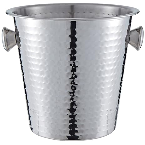 Buckingham Wine Bottle Cooler Stainless Steel Champagne Ice Bucket Elegant Drinks Chiller for Parties Weddings Catering & Home Use 21.5 cm 4.8 litres (Hammered Effect)