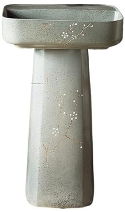 Lavabo sur pied vintage chinois, lavabo de salle de bain sur pied en céramique, évier sur pied en deux pièces, lavabo de cour extérieure, lavabo d'art (Color : F)