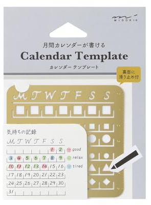 Midori 49100006 Vorlage Notizbuch Kalender M, Monatliches Blockmuster