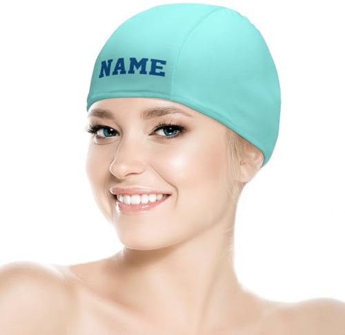 LSDINDF Cuffia da Nuoto con Testo o Nome Desiderato, Cuffia da Nuoto per Bambini, Cuffia da Nuoto Personalizzata per Donna e Uomo, Facile da Indossare e da togliere, Resistente agli Strappi.