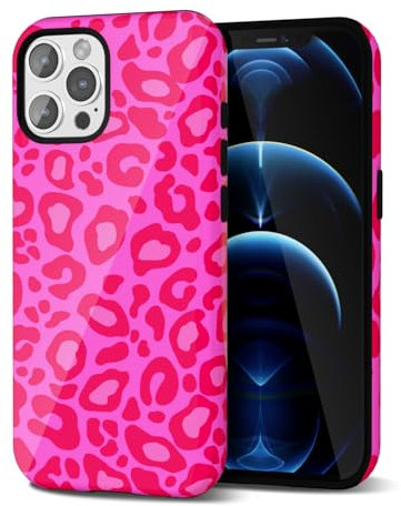 Svanove Cheetah Print Phone Case for iPhone 12 Pro Max Case Girly Trendy Leopard Pattern, Retro Cool Animal Print, Luxury Cute Case for Women, Aesthetic Y2k Hard Shell Plastic, Hot Pink