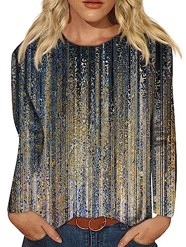 Gothic Kleidung Damen Sweatshirt Damene Warme Langarm Sweater Outdooren Große Größen e Dick Bluse Damen Crewneck Mode Gemütlich Bedrucken Blau