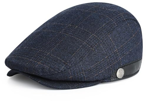 Superora Herren Schiebermütze Barett Cap Baumwolle Unisex Mütze 1920 Stil Herren-Schiebermütze Winter Warme Flat Cap mit Karomuster Baumwollmützen