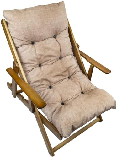MAURY'S Poltrona Sdraio Relax Comodona in Legno 3 posizioni con Cuscino Imbottito Adatta a Ogni Ambiente (Classic Ecrù)