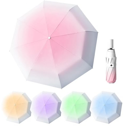 EEPLUYTY Automatischer Regenschirm Mit Auf-Zu-Automatik, 8 Rippen, Sturmfest, UV Schutz - Automatisches Öffnen und Schließen