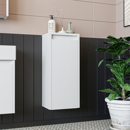 ROOMART Badmöbelset 50cm Unterschrank mit Waschbecken Badezimmer Möbel Gäste WC (Seitenschrank, weiß)