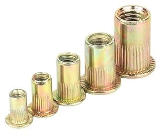 M3 M4 M5 M6 M8 M10 M12 Zinc Plated Carbon Steel Knurled Nuts Rivnut Flat Head Threaded Rivet Insert Nutsert Cap Rivet Nut ITCLEYMDZV(M4 50pcs)