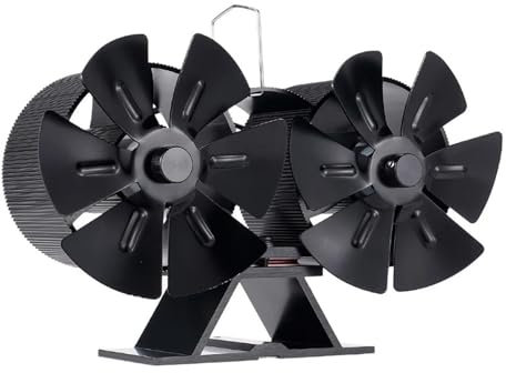 MZZYG Fireplace Stove Fans 12 Blades Heat Powered Stove Fan Double Headed Fireplace Fan Heater Log Wood Burner Eco Quiet Fan Efficient Heat Distribution(Stove Fan)
