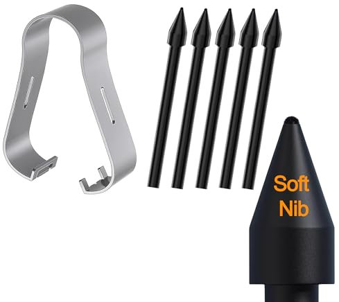 [5 PZS] Original Flet Suave Puntas de Repuesto para Samsung S Pen Galaxy Tab S6 Lite/S7 FE/S8/S8+/S8 Plus/S8 Ultra, Sentido de Amortiguación Original, Negro