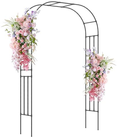 COSTWAY 2.45m Metal Garden Arch, Large Archway Trellis Pergola Arbour for Rose Vines Climbing Plant, Patio Arbor Decoration Stand for Party Wedding Backyard Lawn (158 x 42 x 245cm)