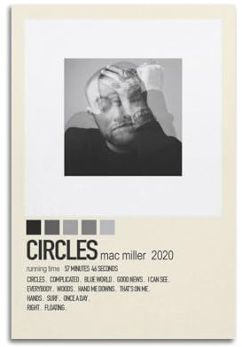 JZHOPEBUS Circles- Mac Miller-Poster, Wandkunst-Poster für Zimmer, ästhetisches Albumcover, Poster, Raumdekoration, Filmposter, Leinwanddrucke, 20 x 30 cm, ungerahmt, 2