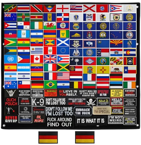 119 x 114,3 cm colgador militar táctico parche para tabla superficie de Hook &Loop alfombrilla de pared – Display Pizarra Board Organizador con ojales para pegatinas estampación