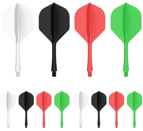 Jortmrd 12 Stück Dart Flights mit Schäfte Dartschaft mit Festen Flights Dartpfeile mit 2BA Gewinde Fusion Flights Dart Flyer mit Schaf Integrierte Dartschäfte und Dart Flights Darts Zubehör