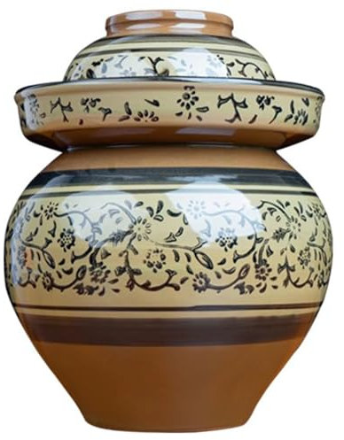 DECORN Pot de Fermentation - Bocaux de Fermentation Traditionnels Chinois en céramique avec Couvercle hermétique - Fermenteur en grès pour Kimchi, choucroute, Pickles et légumes fermentés,10L