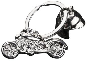 1 Pièce Harley Motorcycle with Helmet Metal Keychain, Porte-clés moto en métal, Cadeau pour hommes et femmes, Pendentif pour les fans de course et de moto, Argent