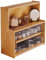 Verstellbares Schreibtisch-Bücherregal aus Holz mit Push-Pull-Türen aus gehärtetem Glas, klein, eigenständig, für Zuhause, Büro, freistehend, Kirsche, Bibliothek, Aufbewahrungseinheit