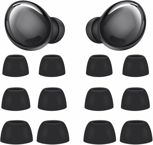 6 Pairs Ear Tips for Galaxy Buds Pro - Replacement Earbuds Caps - Silicone Ear Tips for SM-R190 - Non-Slip Noise-Isolating Earplugs - 3 Sizes S/M/L (Black)
