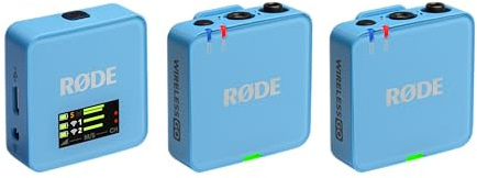 RØDE Wireless GO (Gen 3) – Kompakter kabelloser Mikrofon – Kristallklarer Klang, 32-Bit Float Aufnahme, automatische Pegelregelung, für Telefone, Kameras und Computer (Blau)