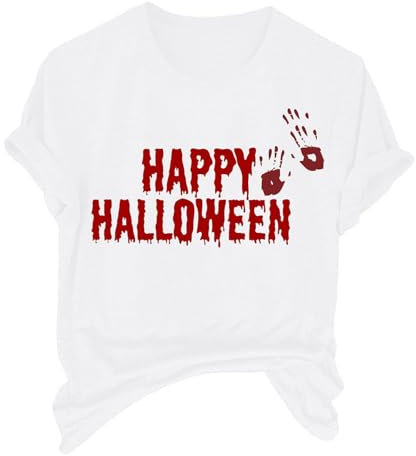 Problème Résolu T Shirt Femme Deguisement Halloween Femme Enceinte Problem Résolu Tee Shirts Probleme Resolu Tee Shirts Problème Résolus T Bloody Horreur Tops Shirt Halloween Octobre Rose (White, XXL)