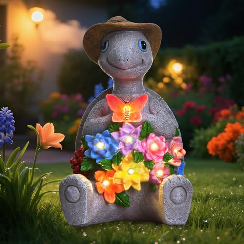 footreal Lampe décorative d'extérieur en forme de tortue avec charge solaire et étanche